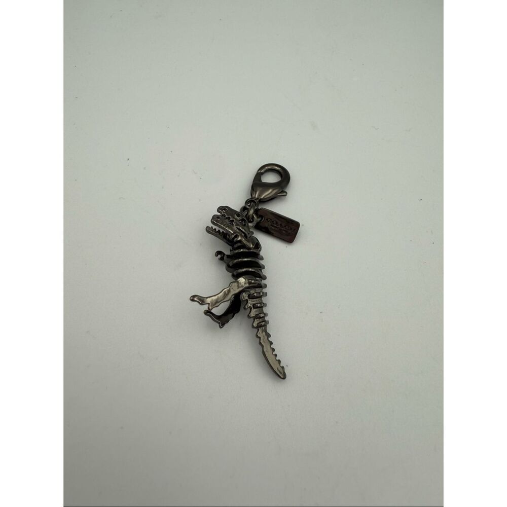 Coach Rare Rexy Dinosaur Dinky Rogue Charm Gunmetal - Picture 2 of 6